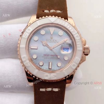 Swiss Copy Rolex Yacht-Maste 2836 Watch Rose Gold Purple M.O.P Face